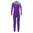 thumbnail image 4 of Doomiva Kids Girls Long Sleeve Full Body Gymnastic Leotard Ballet Dance Bodysuit Unitard Skating Jumpsuit Purple 6, 4 of 7