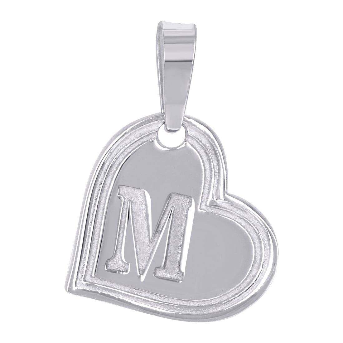 925 Sterling Silver Womens Love Heart Letter Name Personalized Monogram Initial Alphabet M Charm Pendant Necklace 22.8x1