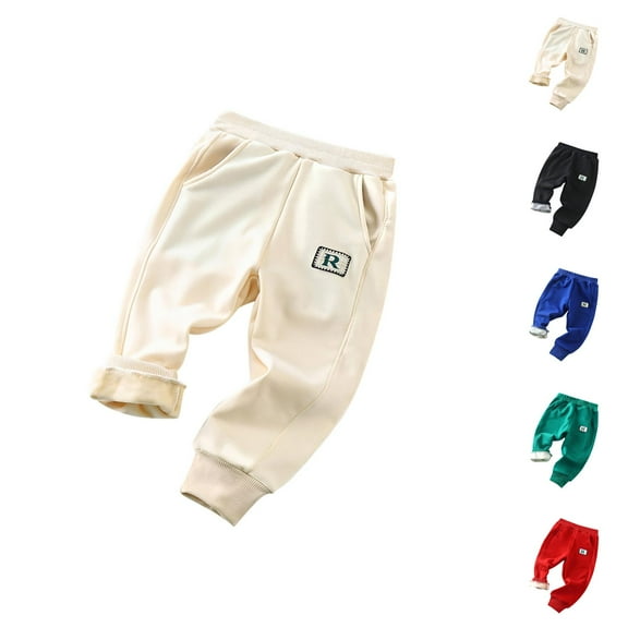 Solid Color Sweatpants Toddler Kids Baby Girls Boys Pants Athletic Active Jogger Pants Sweatpants Lined Thick Winter Warm Long Bottoms Trousers Boys Pants