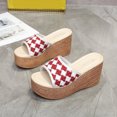 thumbnail image 5 of Jikolililili New Thick Sole Slope Heel Women's Shoes Breathable Slip-on Beach Sandals Womens Platform Sandals Heel Red 7.5, 5 of 6