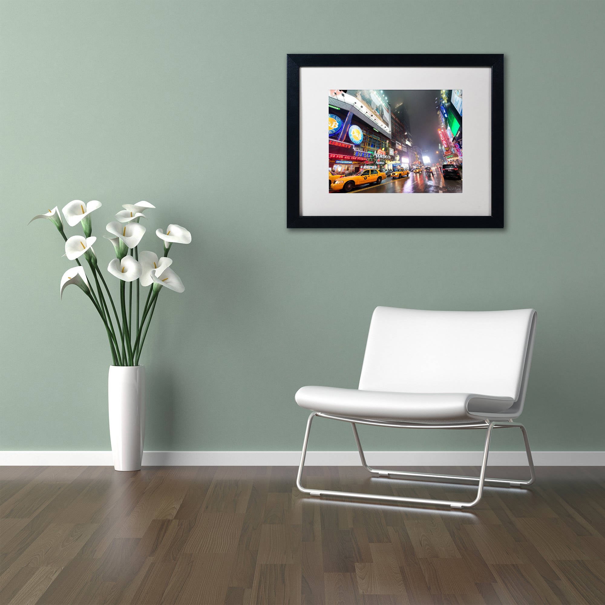 Trademark Fine Art "42nd. Street" Canvas Art by David Ayash White Matte, Black Frame