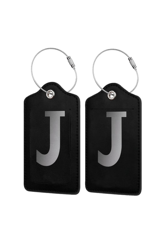 Luggage Tag for Suitcases BaggageLetter J Logo Luggage Tag with Full Back Privacy Cover for Travel 1 PCS