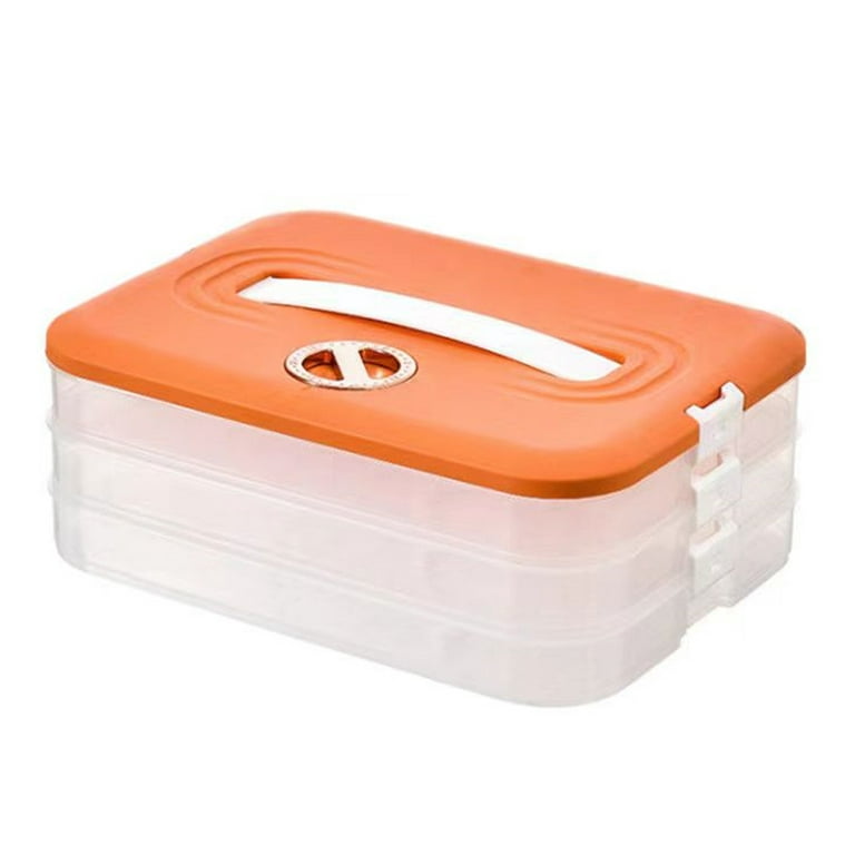 KYAIGUO Food Storage Container with Dividers Refrigerator Frozen Storage  Box Food Grade PP Material PC Handle Convenient to Hold (Orange)