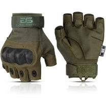 Glove Station- Fingerless Knuckle Gloves for Men - Motorcycle Gloves for Driving, Hiking, or Work - Green/X-Large