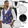 thumbnail image 6 of Yuyamidu Gingerbread Man Men's Suit Vest Candy Canes Casual Waistcoat Vest for Men Size M Christmas Leisure Dress Business Vests for Wedding Party Tuxedo V-neck Waistcoat with Pockets, 6 of 7