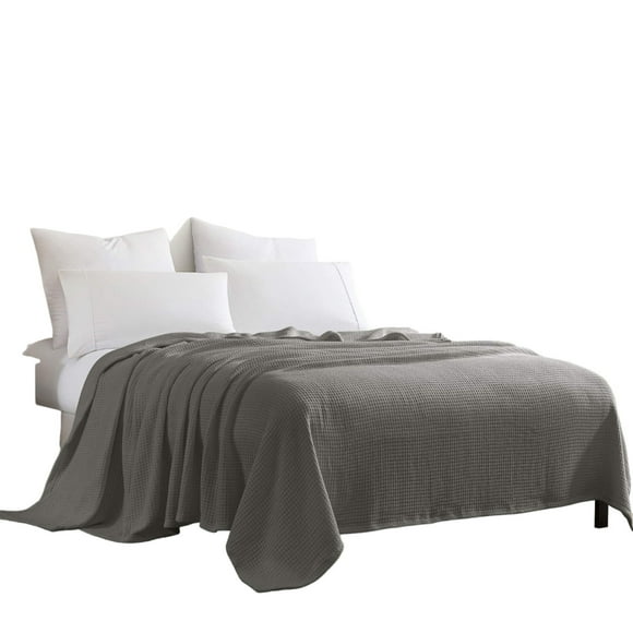 PureCotton Luxe Basket Weave Blanket - Dark Gray