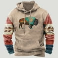 thumbnail image 4 of Jinhomg Vintage Hoodies for Men Casual Big and Tall Relaxed Fit Sweatshirts Drawstring Hooded Sweatshirts with Pocket Brown,M, 4 of 4