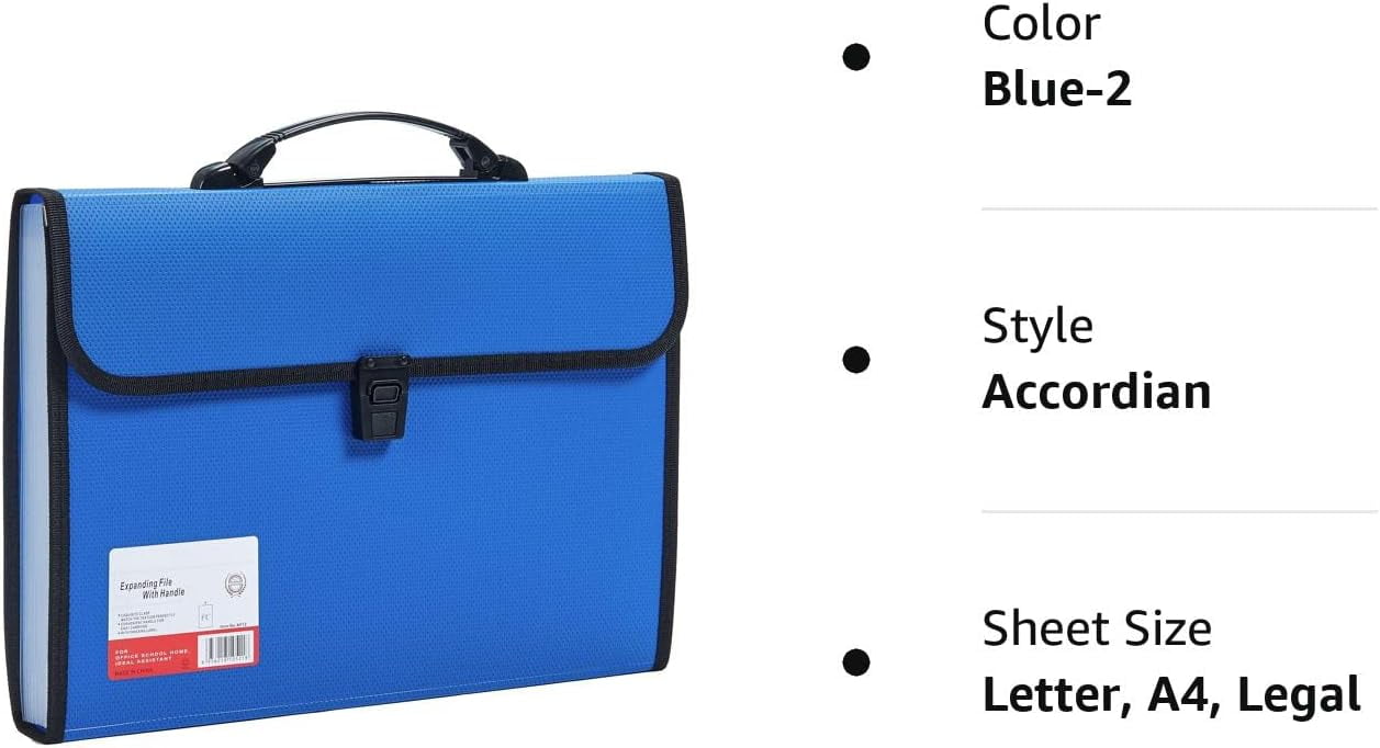 Fostbeen Legal Size Expanding File Folder with 13 Pockets, Durable