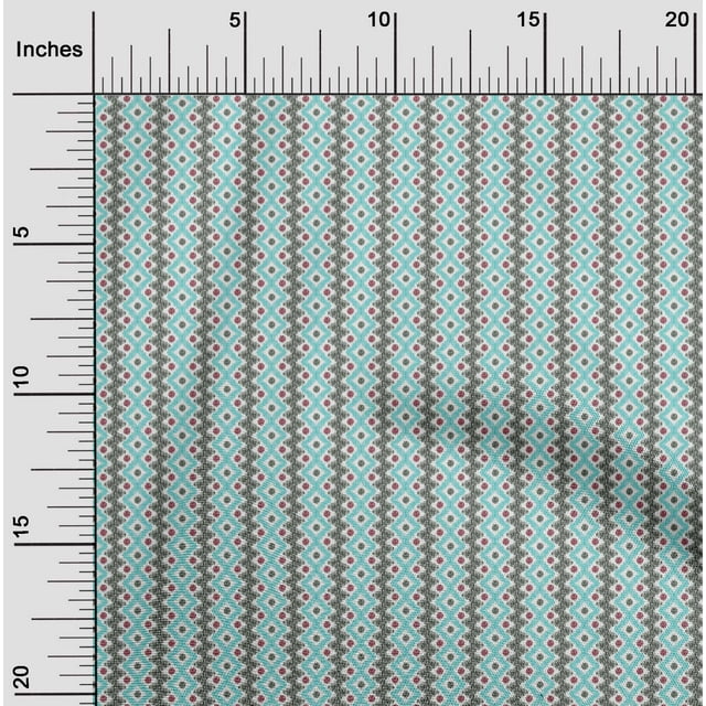 oneOone Cotton Poplin Fabric Diamond & Chevron Ikat Printed Craft Fabric BTY 42 Inch Wide