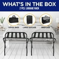 thumbnail image 6 of Metal Luggage Rack - Pack of 2 Foldable, Easy Assembly, Space Saving, and Stylish Steel Frame Guest Suitcase Stands with Nylon Straps - Black, 6 of 8