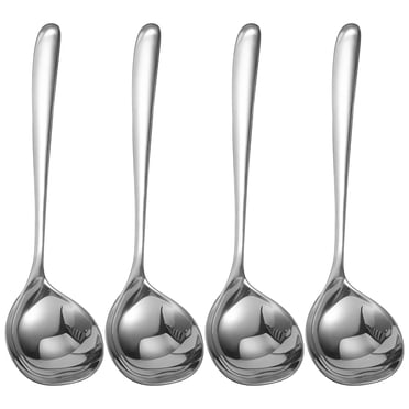 Soup Ladle 4PCS, Stainless Steel Sauce Ladles Soup Spoon with Smooth Edges, Kitchen Essential, 7.87"