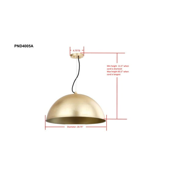 Safavieh Archer Dome 21 in. Dia. Adjustable Pendant