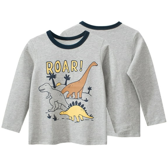 Esaierr Toddler Boys Cotton Dinosaur T Shirt for Kids Long Sleeve T Shirt Autumn Winter Clothes for Baby 1-8 Years