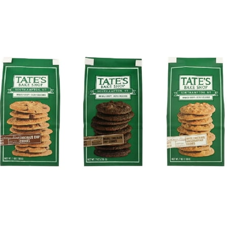 Tate's Bake Shop Cookies 3 Flavor Variety Bundle: (1) Tate's Chocolate Chip Cookies, (1) Tate's Double Chocolate Chip Cookies, & (1) Tate's White Chocolate Macadamia Nut Cookies, 7 oz (The Best White Chocolate Chip Cookies)