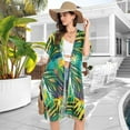 thumbnail image 5 of Beach Vacation Clothes Kimono Cardigan Loose Swimsuit Cover Up for Women Hand Painted Tropical Leaf S, 5 of 6
