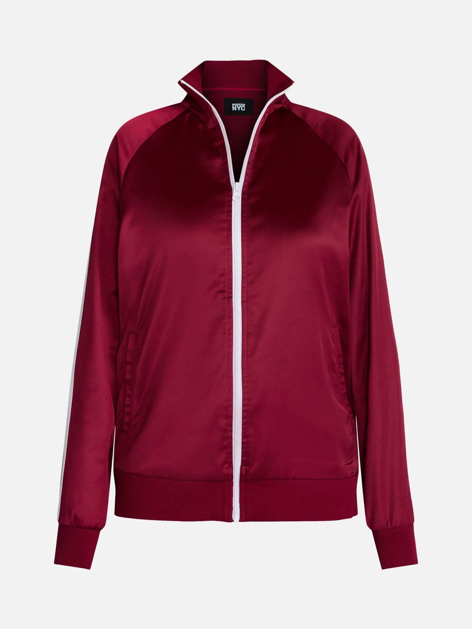 Madden NYC Women's Satin Track Jacket with Racing Stripes, Sizes XXS-XXL