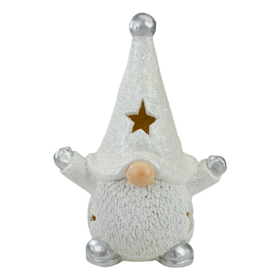 Northlight LED Lighted Gnome Christmas Decoration - 17" - White and Gray