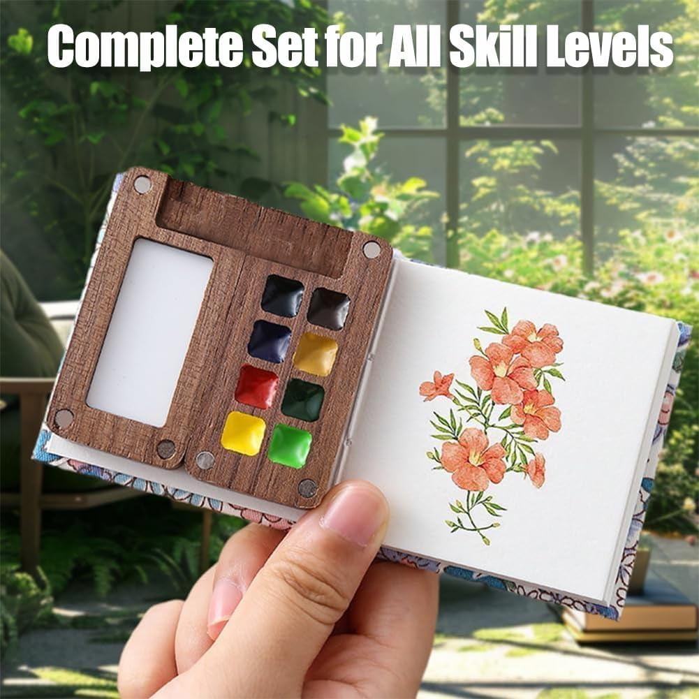 Pocket Artist Watercolor Travel Set, Mini Watercolor Paint Set Paint Palette Travel Kit, Pocket Artist Watercolors Travels Sets for Artists(8 Grid )