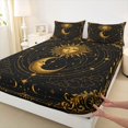thumbnail image 5 of Homewish Black and Gold Queen Sheets, Sun Moon Stars Queen Sheet Sets, 4pcs, 1 Flat Sheet, 1 Fitted Sheet and 2 Pillowcases, 5 of 6
