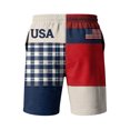 thumbnail image 4 of Iaqnaocc 4th Of July Shorts Men Patriotic American Flag Stars Plaid Mens Shorts Casual Drawstring Loose Fit Lightweight Elastic Waist Beach Shorts for Men With Pockets Royal Blue 2XL, 4 of 6