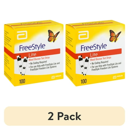 (2 pack) FreeStyle Lite Blood Glucose Test Strips, 100 Ct