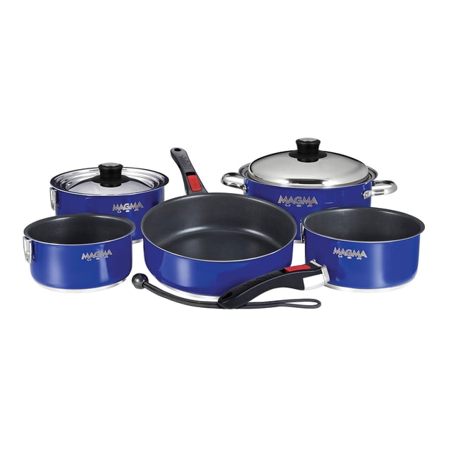 Juego de utensilios de cocina Magma Gourmet de 10 piezas, de acero inoxidable, con revestimiento antiadherente de cerámica, apto para inducción, apto para horno hasta 260 °C (500 °F), apto para todo t