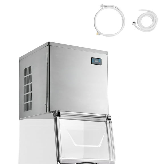 KFFKFF Commercial Ice Maker Machine - Produces 650 Lbs/Day, Stainless Steel Design with Programmable Ice-Making, Self-Cleaning Function, Adjustable Ice Thickness, Perfect for Restaurants, Bars, Cafes