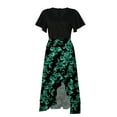 thumbnail image 7 of 2026 ! JINMGG Summer Dresses 2026, Dresses for Women 2026 Summer Dresses for Women Short Sleeve V Neck Boho Floral Print Tie Waist High Low Ruffle Cocktail Maxi Dress Green S, 7 of 7
