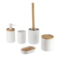 thumbnail image 4 of Elegant White Bathroom Accessory Kit with Bamboo Highlights - 5 pieces, 4 of 8