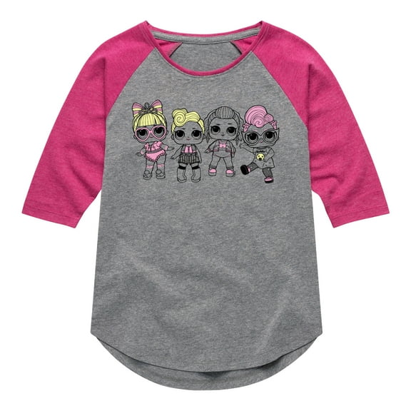LOL Surprise! Dolls - Grrrl Squad - Toddler & Youth Girls Raglan Graphic T-Shirt
