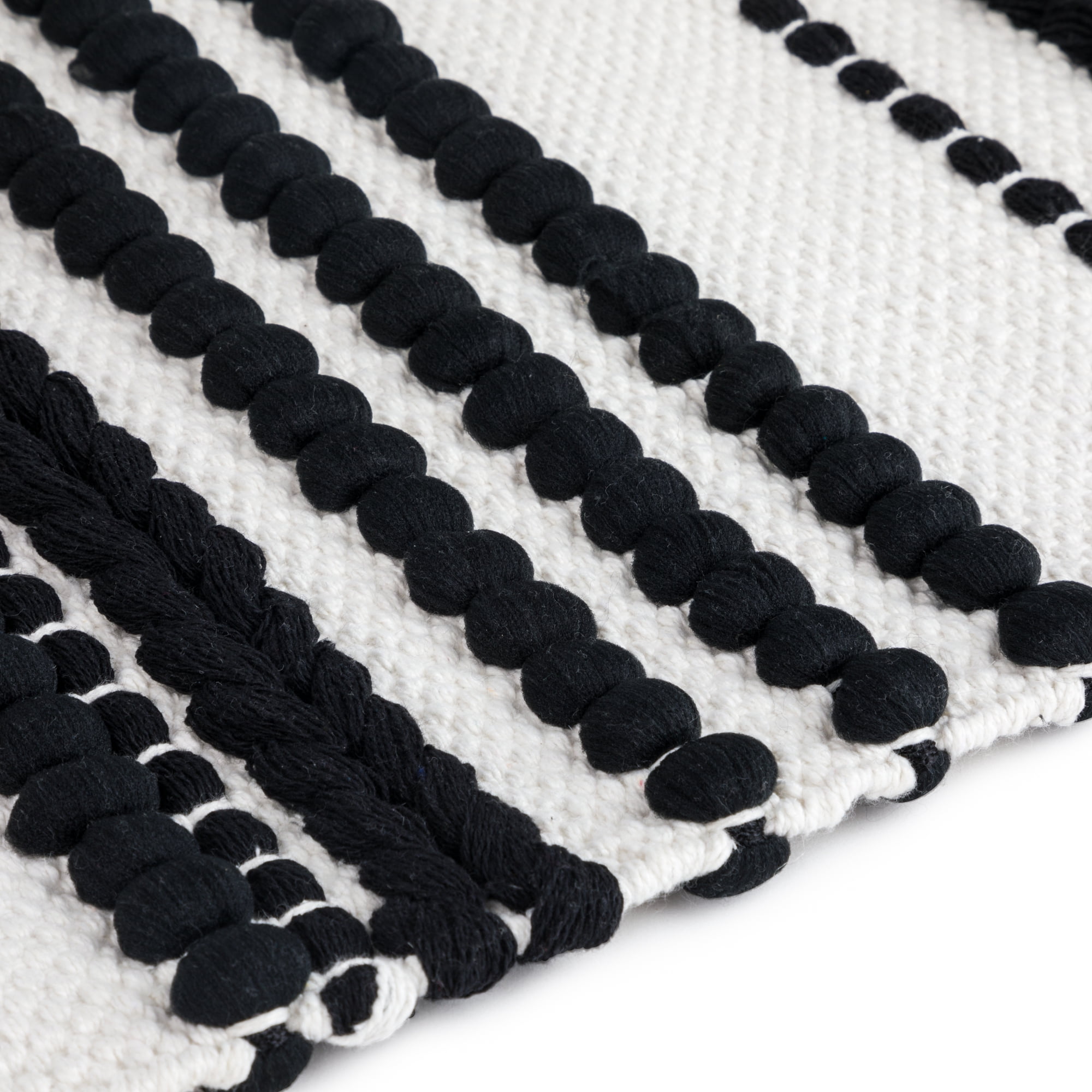 Thyme & Table Handwoven Table Runner, Black, 72 x 14