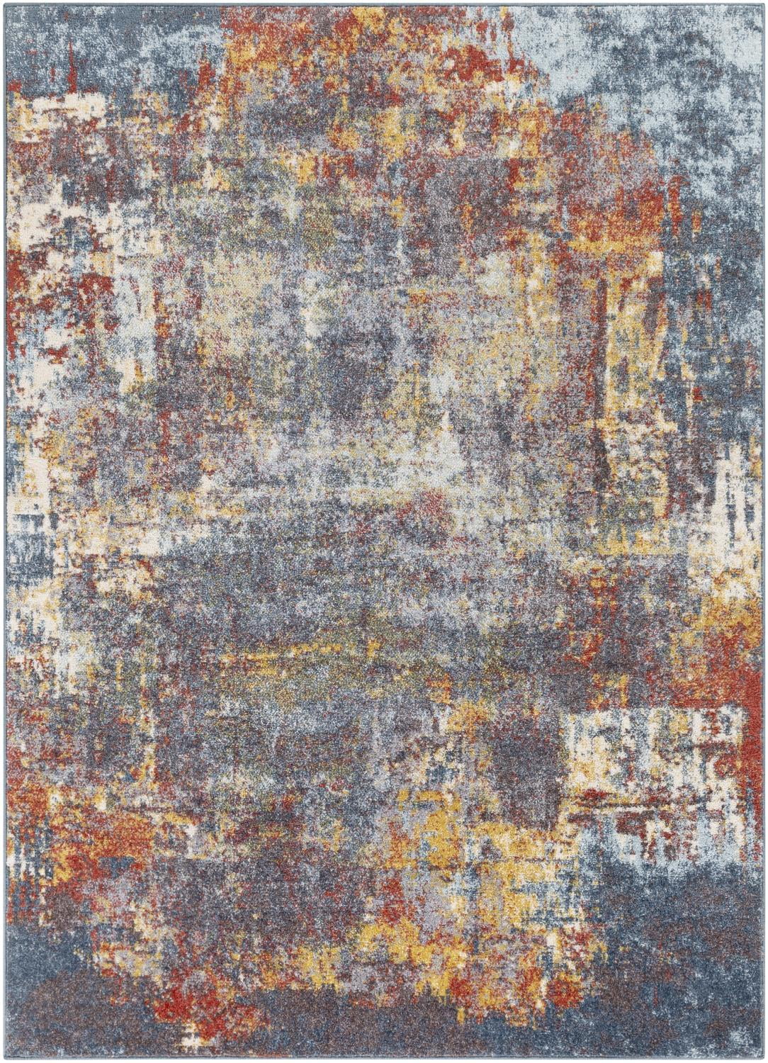 Teal Sky Modern Easy-Care Rectangular Area Rug 7'10" x 10'3"