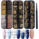 thumbnail image 1 of 3D Nails Art Metal Charms Studs Joyas Calcomanías Decoraciones Accesorios Más de 800 piezas Gold Nail Micro Caviar Beads Star Moon Rivet Diseño Suministros con pinzas Herramientas para uñas Adepaton HMHZ109, 1 of 6