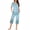 Blue, variant on Tnhcen 2 Piece Women's Print Summer Pajama Set Soft Sleepwear Pjs Lounge Sets Short Sleeve with Pockets Homewear S-3XL