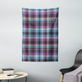 thumbnail image 1 of Checkered Tapestry, Celtic Tartan Irish Culture Scotland Country Antique Tradition Tile, Wall Hanging for Bedroom Living Room Dorm Decor, 40W X 60L Inches, Violet Pale Blue Salmon, by Ambesonne, 1 of 2