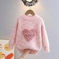 thumbnail image 2 of CYRBOKO Girls Knit Sweaters, Winter Casual Crew Neck Long Sleeve Knit Pullover Pink Size 7-8 T, 2 of 9
