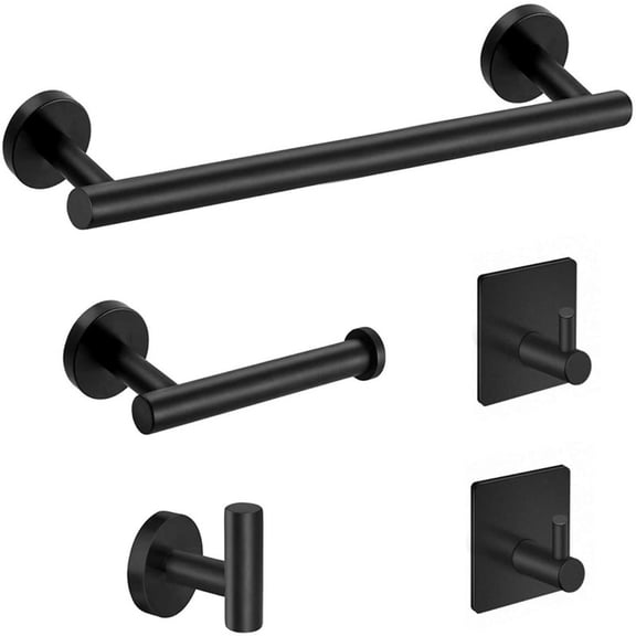 5-piece black 304 stainless steel towel rail set for bathroom