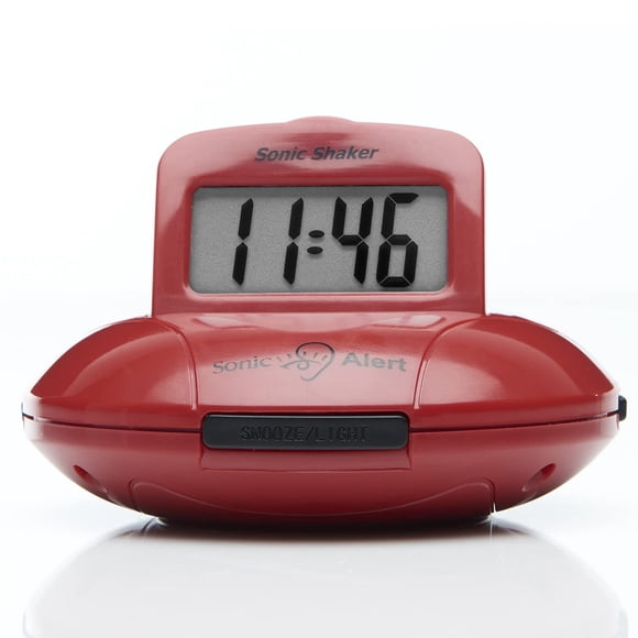 Reloj despertador Sonic Alert portátil con vibración y sacudidor de cama, rojo