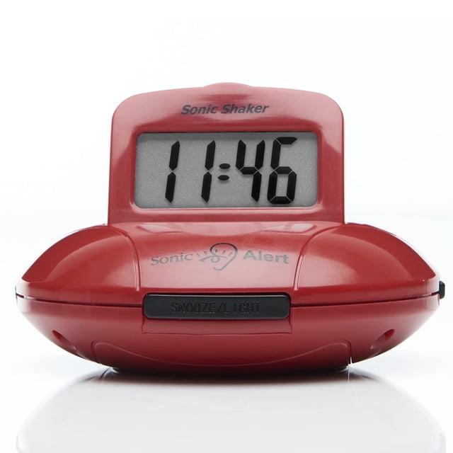 Reloj despertador Sonic Alert portátil con vibración y sacudidor de cama, rojo