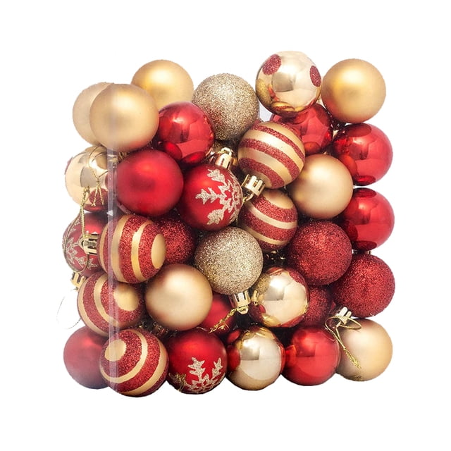 Inteprter Paquete de 50 bolas de Navidad para colgar en ambientes festivos, decoraciones para fiestas de invierno, adornos resistentes a la Kits de decoración para fiestas
