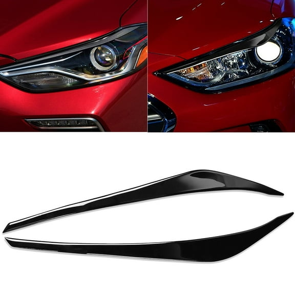 Ana Car Front Headlights Eyebrow Eyelids Trim Stickers Cover For Hyundai Elantra 2016-2018 Glossy Black Headlamp Eyebrow
