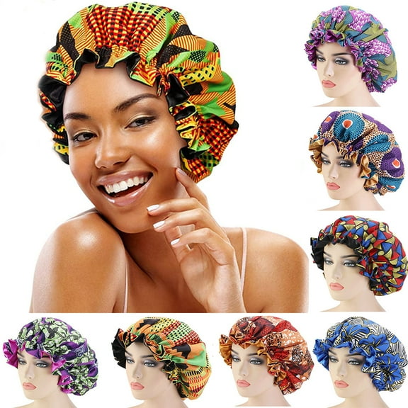 Dengjunhu Bonnet Black Women Soft Sleeping Bonnet with Double Layer Sleep Cap Extra Large Sleeping Cap Reversible Night Hair Bonnets for Women Girls