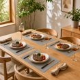 thumbnail image 4 of Unique Bargains 2 Pcs Rectangular Bamboo-like Texture Placemat Silver Tone Gray, 4 of 5