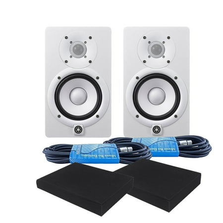 Yamaha HS5W Powered Studio Monitor White PAIR with FREE Pads and XLR