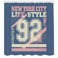 thumbnail image 3 of Number Shower Curtain, New York City Life Style 92 Athletics Sports Vintage Graphic Art Print, Fabric Bathroom Set with Hooks, 69W X 70L Inches, Blue Cream and Pale Pink, by Ambesonne, 3 of 3