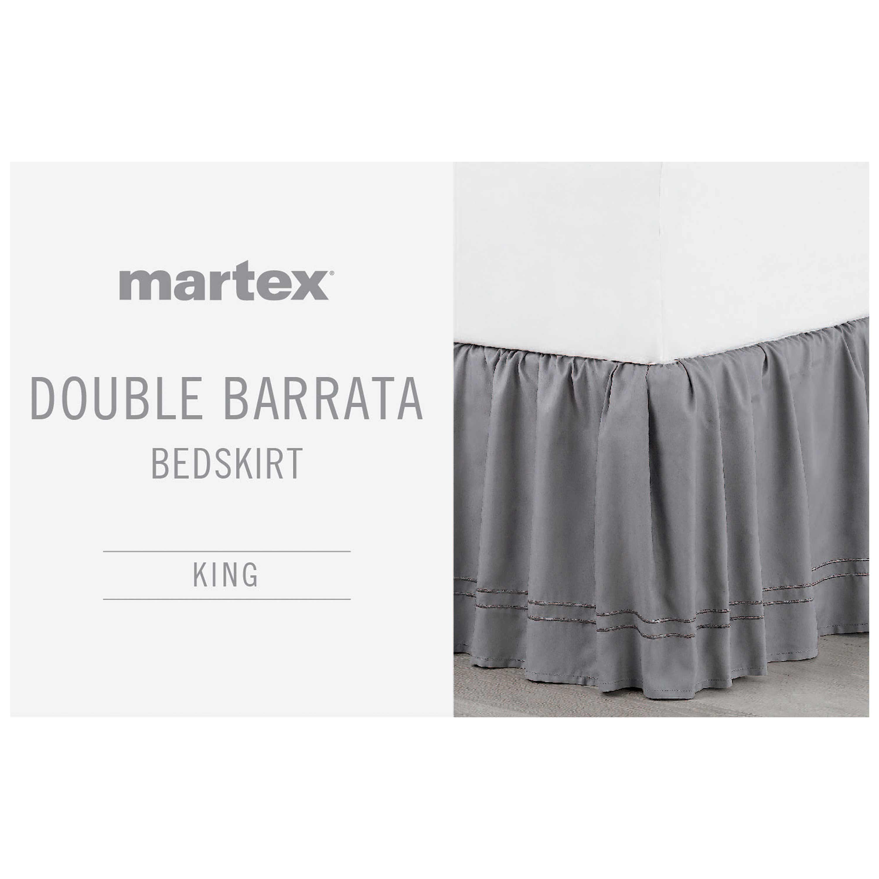 Martex Traditional,Transitional Gray Solid Print Ruffled Polyester , Bed Skirt , King