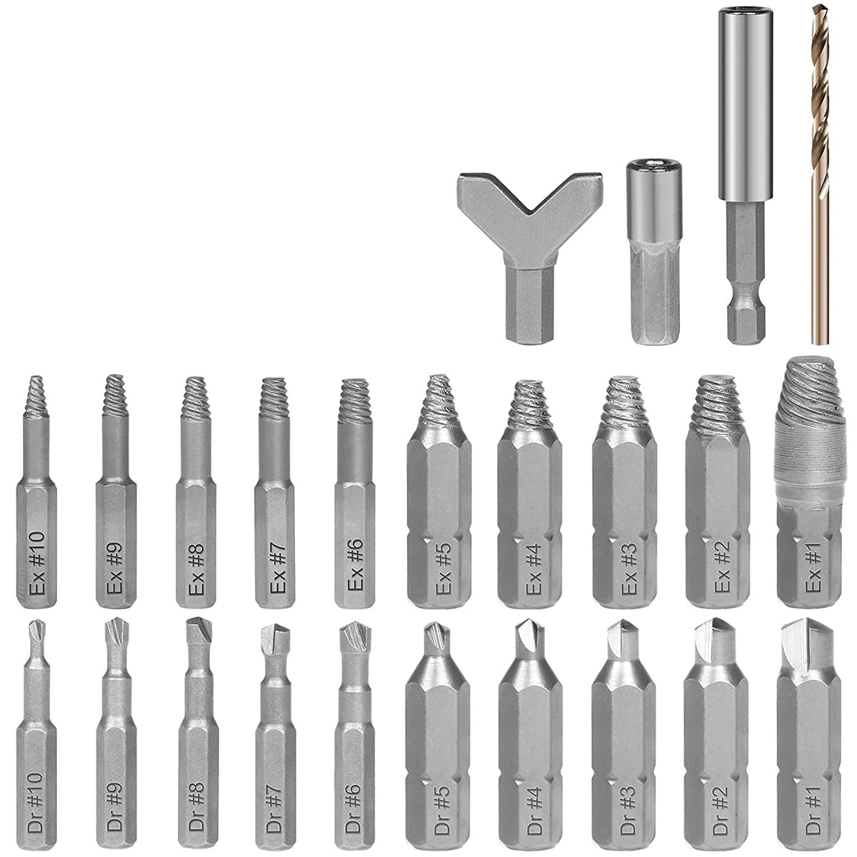 Kit Damaged Screw Extractor Portable Remover Set Stud Tool Alloy Steel 
