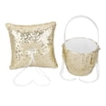 thumbnail image 6 of FVDPWYE Vintage Wedding Flower Girl Basket w/ Sequins Diamante Ribbon Decorations Gold, 6 of 7