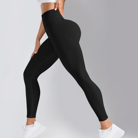 uublik Women's Casual Leggings Black High Waisted Full Length Soft Yoga Pants for Workout Athletic Daily