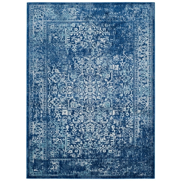 SAFAVIEH Evoke Trena Traditional Distressed Area Rug, Navy/Ivory, 6'7" x 9'